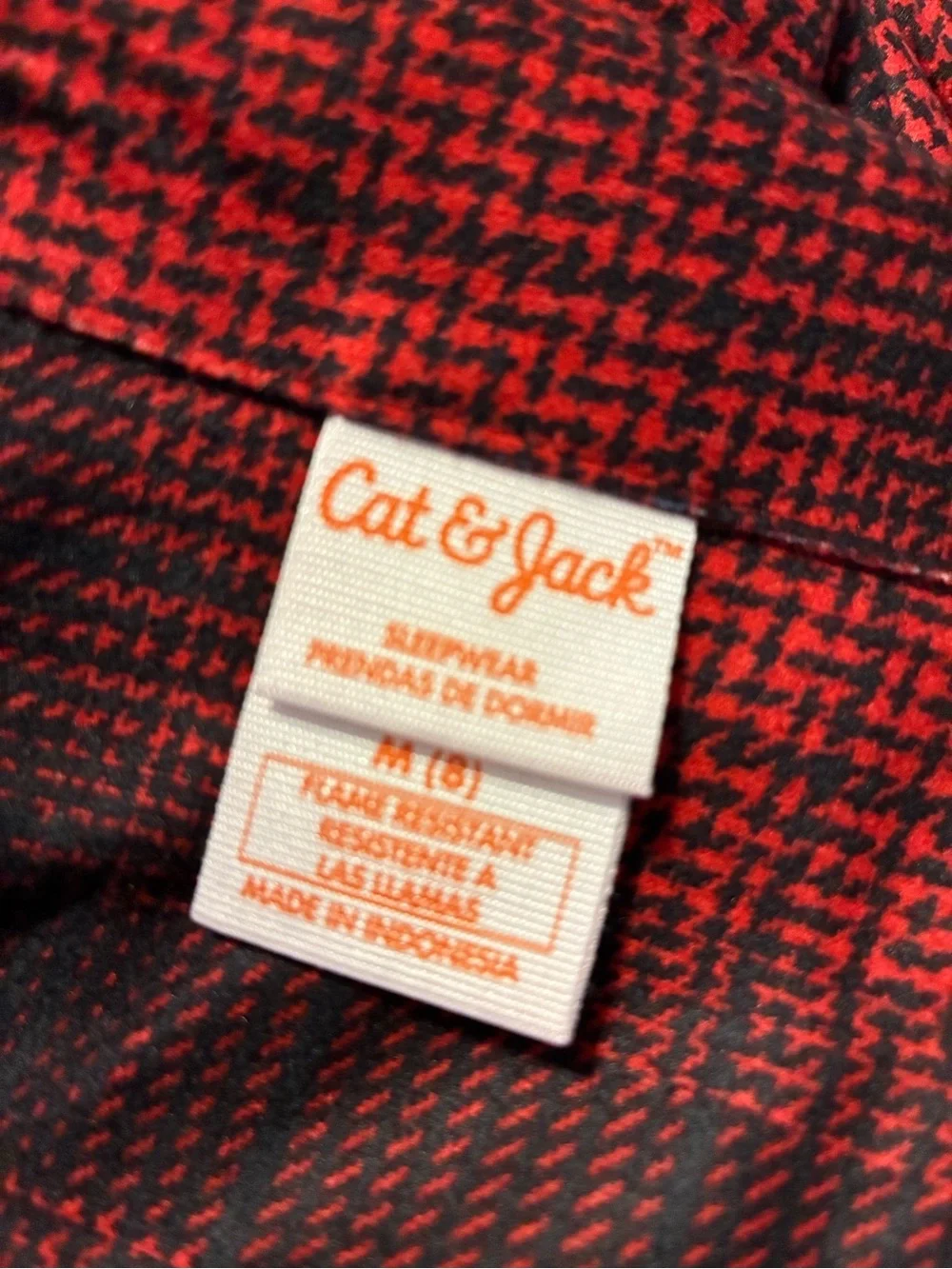 NWT Cat & Jack Boys Red Black Plaid Button Up Pajama Set Size Medium 8